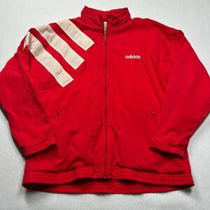 Vintage Adidas Men's XL Red Windbreaker Track Jacket Full Zip